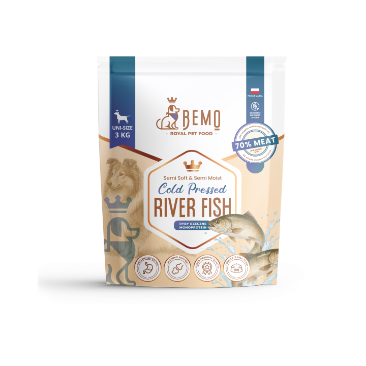 Bemo Cold Pressed River Fish - karma tłoczona na zimno dla psów z rybami rzecznymi