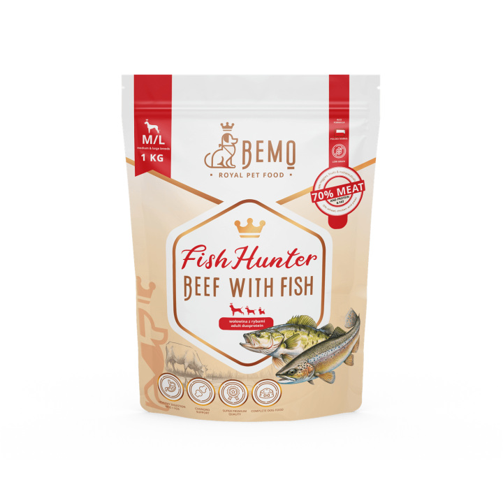 Bemo Fish Hunter - karma sucha dla psów dorosłych z wołowiną i rybą