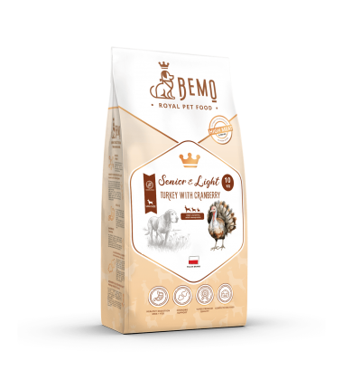 Bemo Senior & Light - karma sucha dla psiego seniora i psów z nadwagą -  indyk z żurawiną