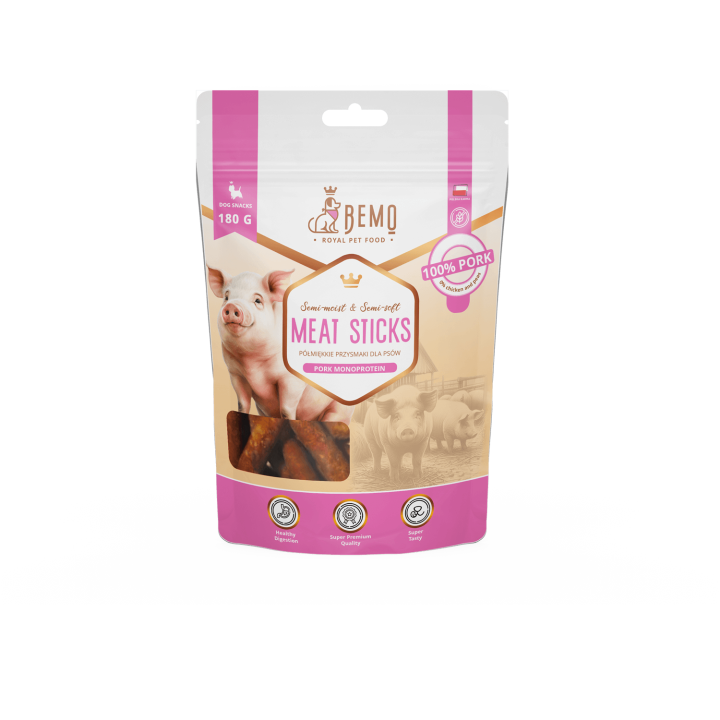 Meat Sticks Pork - hipoalergiczne, półmiękkie przysmaki dla psów z wieprzowiną