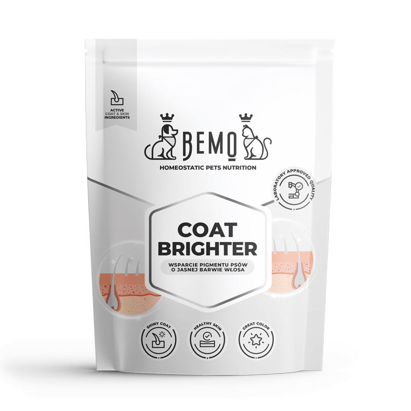 Bemo Coat Brighter - suplement intensyfikujący jasną barwę sierści psów Bemo Coat Brighter - suplement intensyfikujący jasną barwę sierści psów
