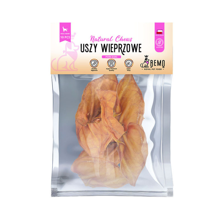 Bemo Pork Ears - suszone uszy wieprzowe - naturalny gryzak dla psa