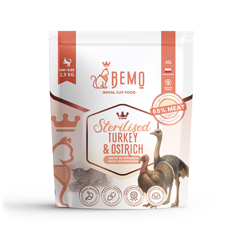 Bemo Cat Sterilised Turkey & Ostrich – karma sucha dla kota z indykiem i strusiem